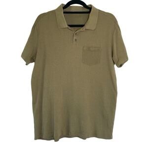 Ikks Men Green Waffle Knit Pocket Tee Polo Shirt Large